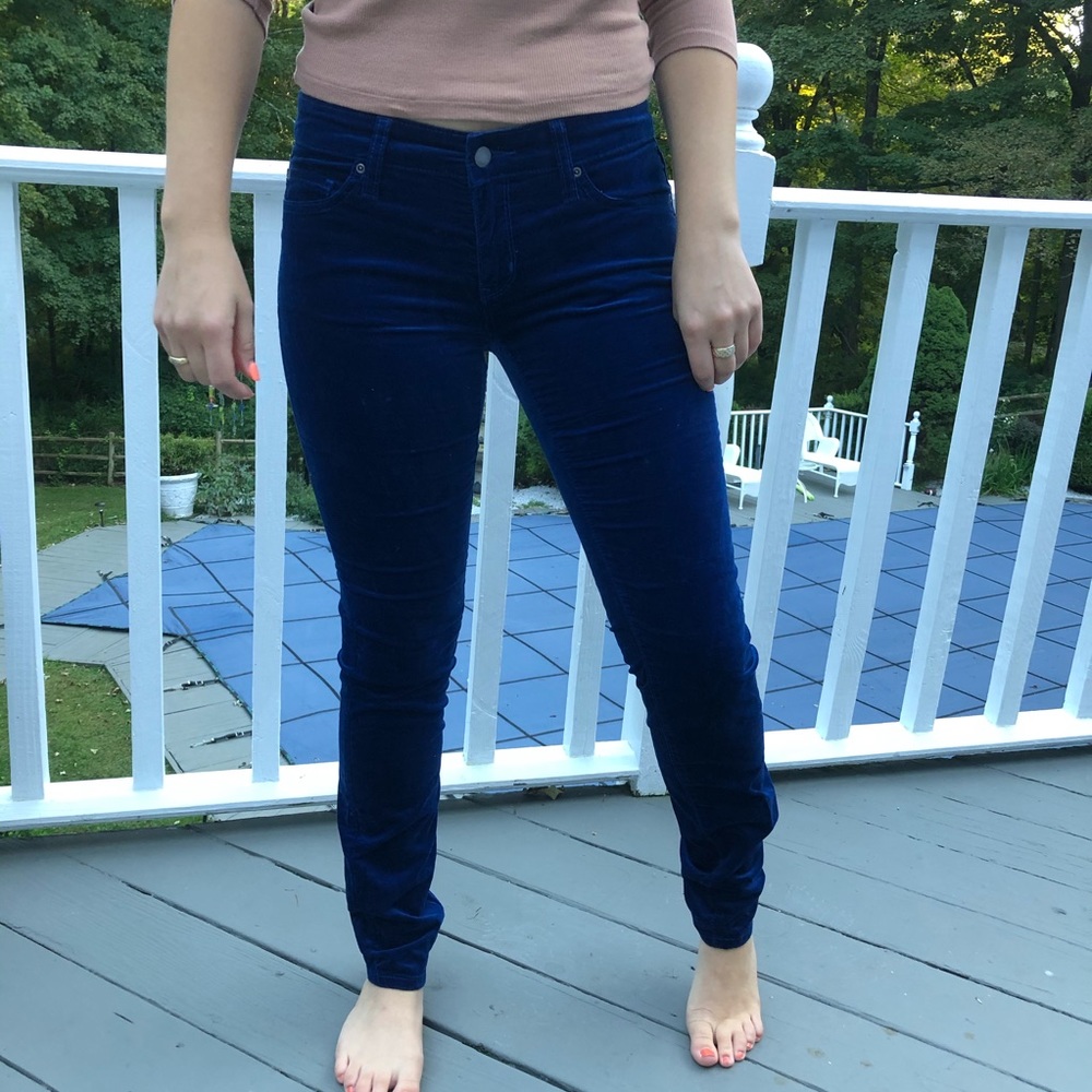 Blue velvet pants